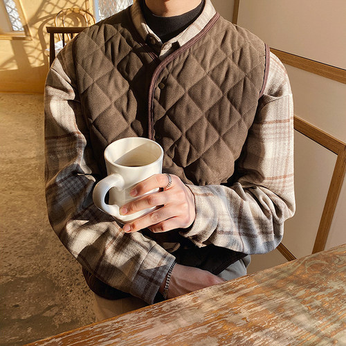 MRCYC冬季宽松加厚格子棉马甲