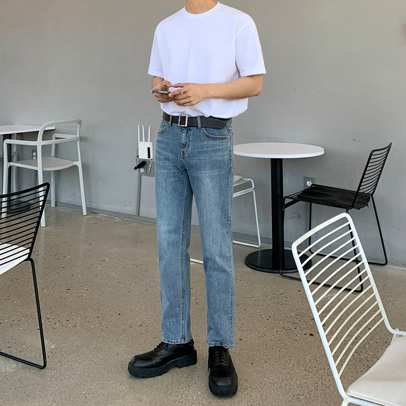 MRCYC夏季水洗九分直筒牛仔裤