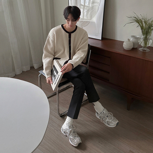 MRCYC小香风针织开衫 高级感穿搭韩系宽松撞色毛衣外套 男士 秋冬季