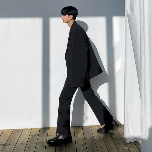 MRCYC秋季韩版潮流宽松开叉西裤