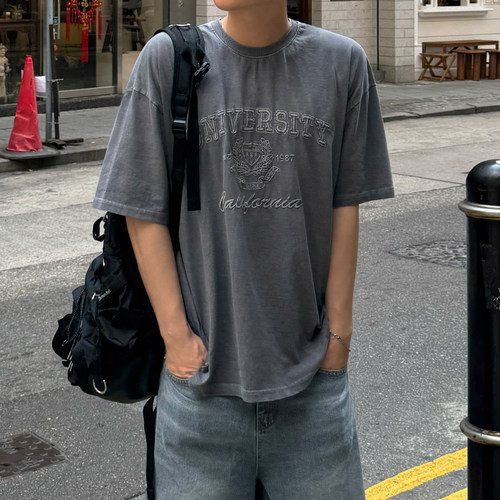 MRCYC韩系通勤风刺绣短袖T恤男