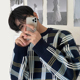 MRCYC格子毛衣男秋冬款 ins潮流圆领套头加厚针织衫 宽松休闲外套