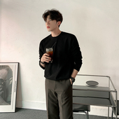 韩系宽松潮流休闲纯色纯棉体恤打底衫 MRCYC长袖 T恤男圆领秋季 上衣