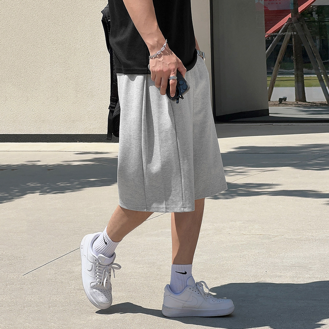 MRCYC慵懒风休闲短裤男士夏季宽松阔腿七分裤子韩系通勤灰色卫裤,男装,休闲裤,淘宝优惠券,粉丝福利购,淘宝优惠卷