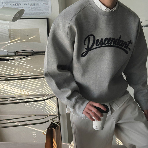 MRCYC字母贴布灰色卫衣男士秋季