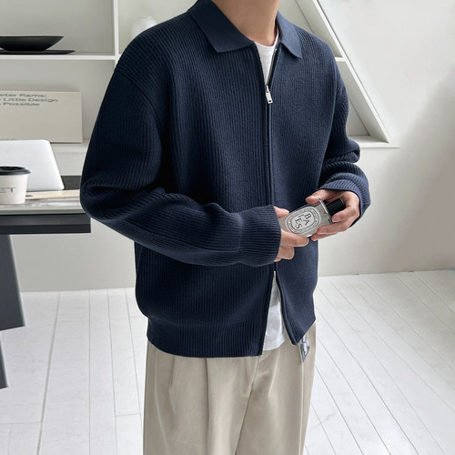 MRCYC韩系老钱风翻领毛衣男士