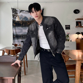 秋季 MRCYC痞帅短款 牛仔外套男士 宽松立领夹克韩系潮流设计感上衣