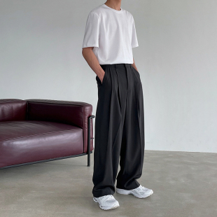 高级感直筒西裤 MRCYC休闲裤 韩系潮流宽松垂坠感阔腿裤 夏季 子男士