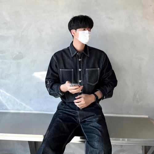 MRCYC牛仔外套男春季韩系宽松潮流复古百搭休闲翻领工装夹克上衣 - 封面