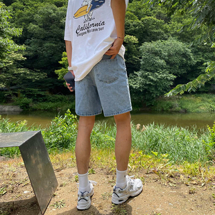 薄款 MRCYC牛仔短裤 子夏季 男韩系宽松直筒五分裤 复古百搭休闲中裤