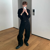 MRCYC痞帅直筒牛仔裤 子韩系通勤风阔腿拖地裤 男秋季 cleanfit长裤