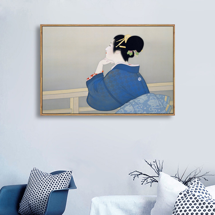 日式清新仕女图北欧装饰画客厅卧室床头玄关壁画酒店日式料理挂画