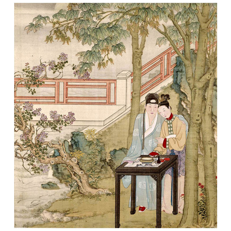 清燕寝怡情图册字画中式装饰画山水画挂画客厅沙发玄关餐厅画国画