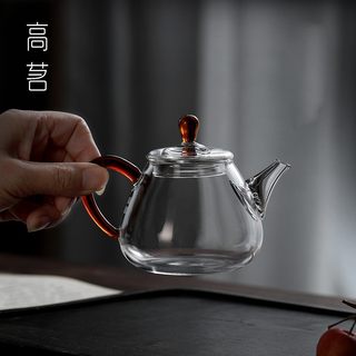 日式透明玻璃小茶壶200ml茶道网家用一人喝功夫茶具喝茶过滤单壶
