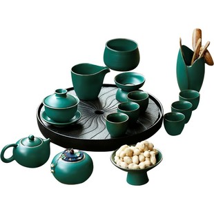 日式 创意功夫茶具茶盘整套家用道家用储水干泡台简约茶壶茶杯套装