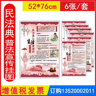 民法典让生活更美好普法宣教挂图6张/套2026年全国安全生产月宣传海报橱窗壁报招贴宣传画宣教挂图 包发票JAT2139