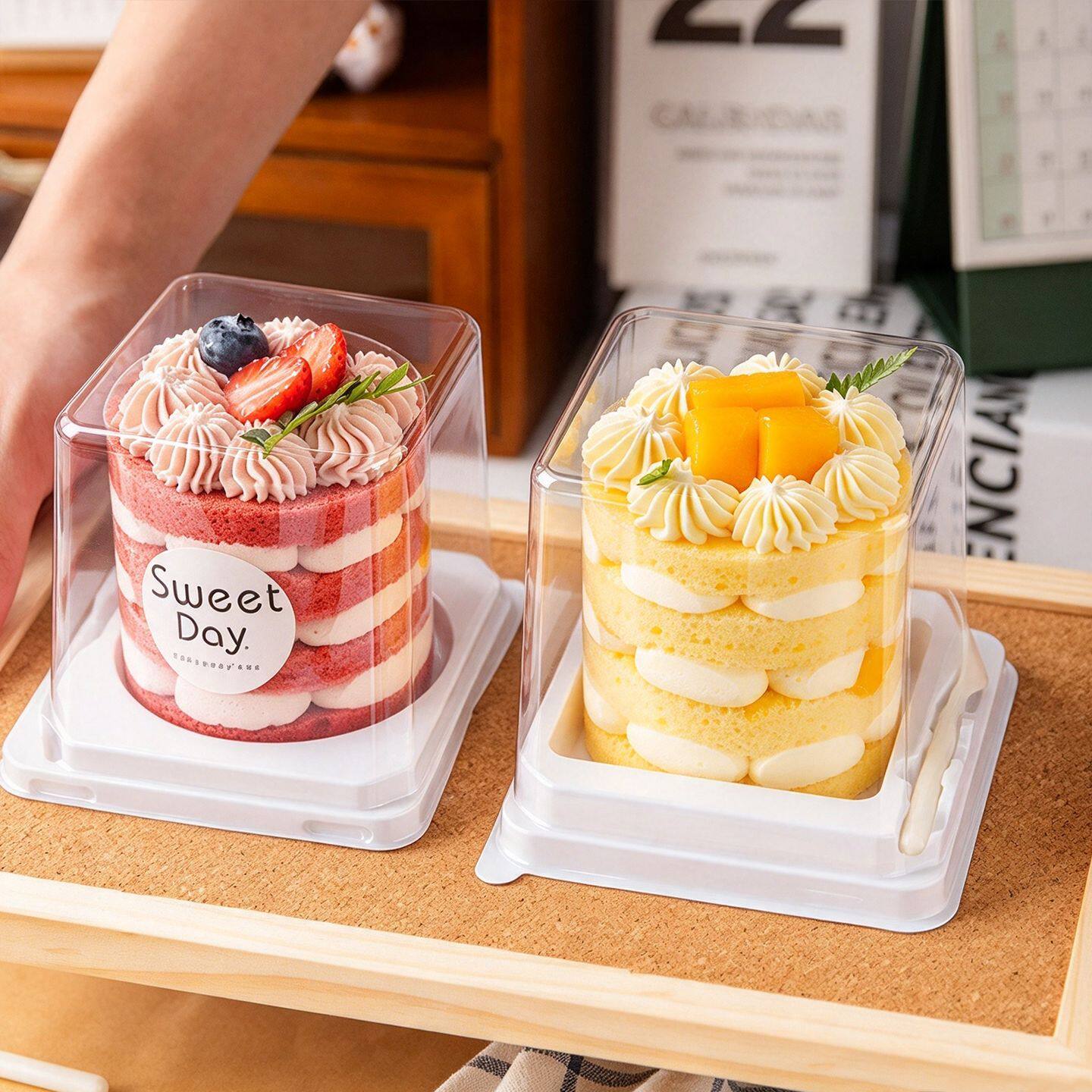 2寸切块千层蛋糕包装盒透明日式甜品小西点甜品慕斯切件打包盒子