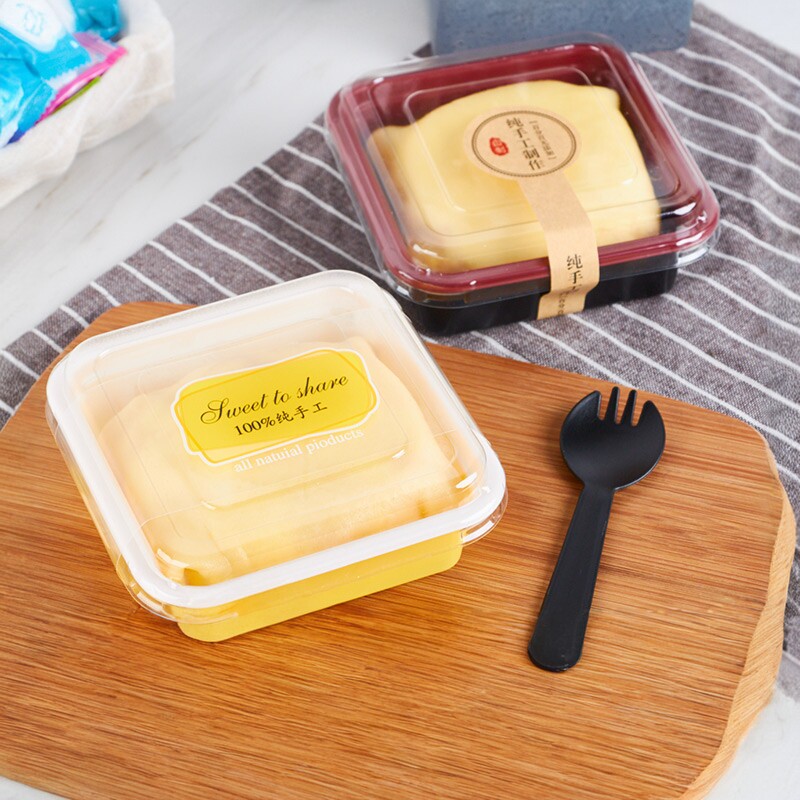 榴莲芒果班戟盒方形甜品盒子西点蛋糕包装盒千层慕斯蛋糕打包盒子