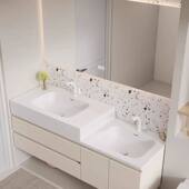 定制蜂窝铝一体盆双盆实木浴室柜高低子母卫生间洗手洗脸盆洗漱台