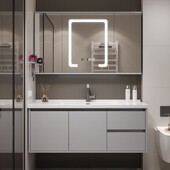 103 113CM风水镜浴室柜陶瓷一体盆洗漱台洗脸盆 橡木烤漆73