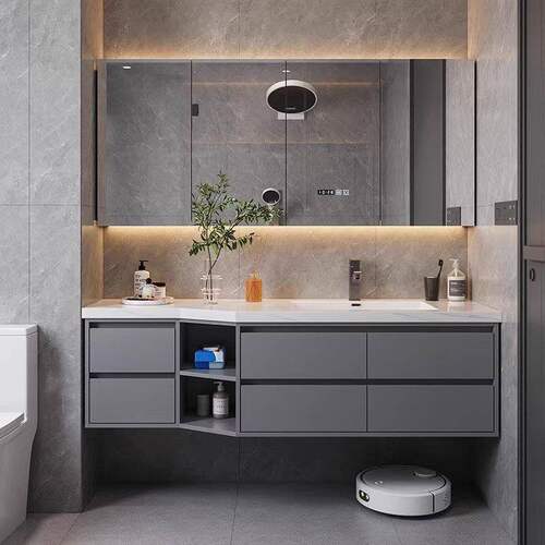 岩板台面轻奢风浴室柜组合