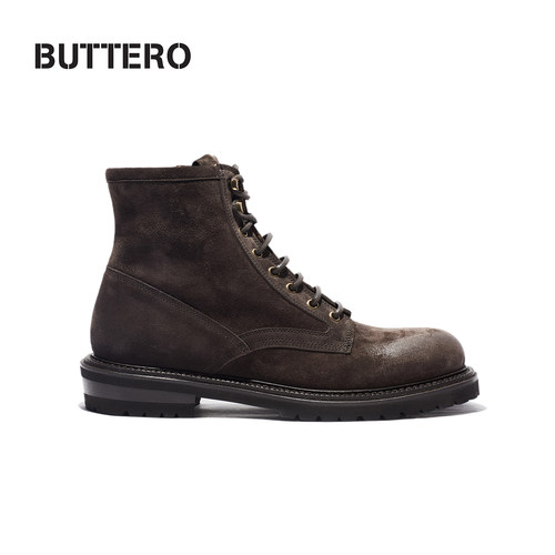 BUTTERO意大利产 重磅牛皮 男士马丁靴 拉链易脱皮靴 B11710
