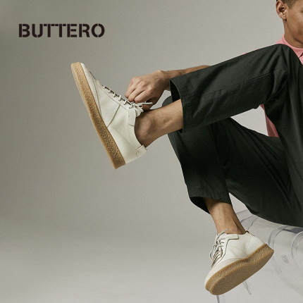 BUTTERO重磅植鞣牛皮厚实时尚百搭男士德训休闲板鞋意大利产10220