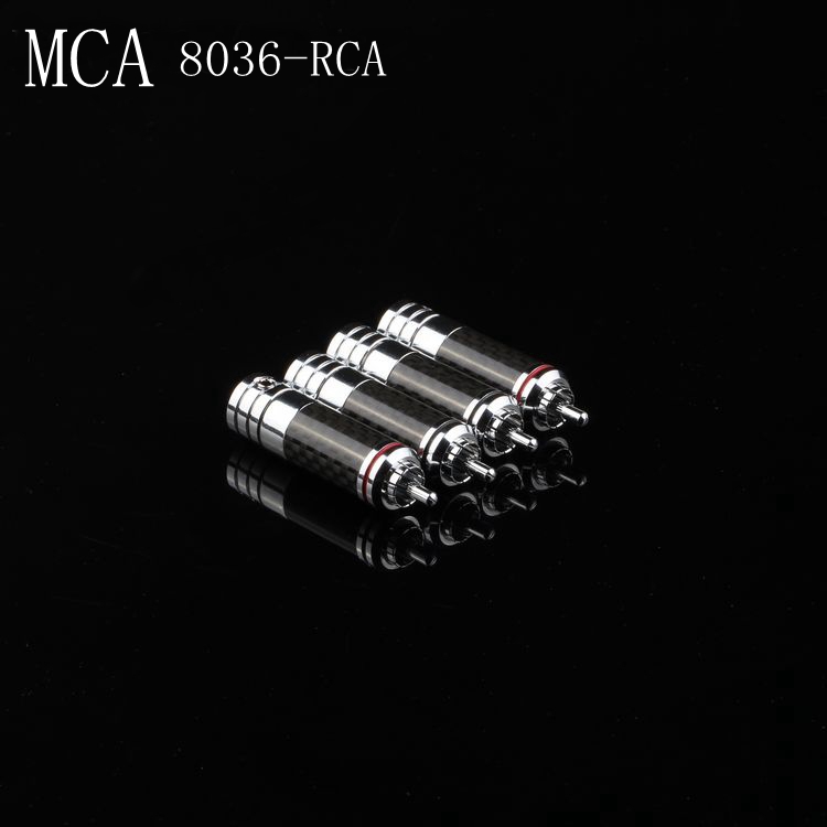 免焊MCA 8036碳纤维蒂铜镀铑莲花插头镂空设计音频信号线RCA接头