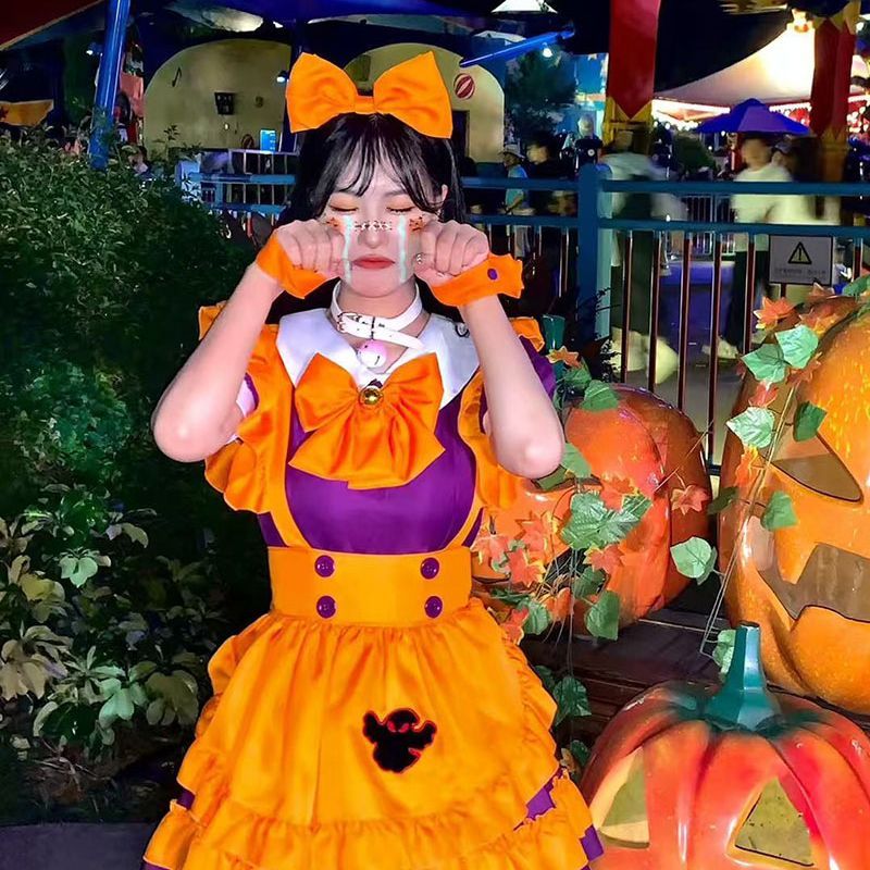 日系南瓜裙女仆装cosplay小恶魔可爱lolita万圣节可爱连衣裙