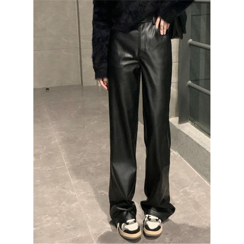 黑色皮裤长裤阔腿裤女款