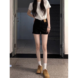 黑色高腰显瘦牛仔短裤女夏季外穿2026新款a字型辣妹弹力阔腿短裤
