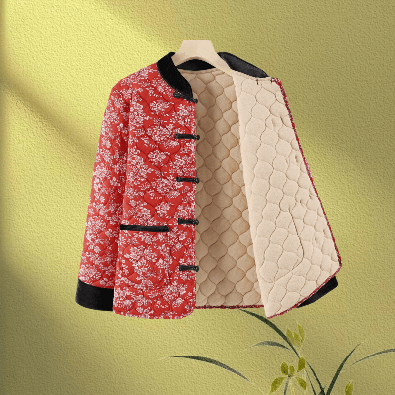 盘扣冬季新款妈妈碎花棉袄国风