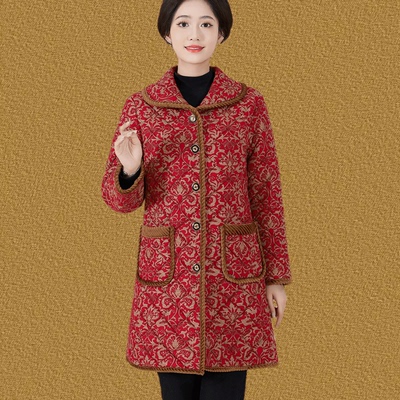 中老年女冬装加绒棉衣加厚外套