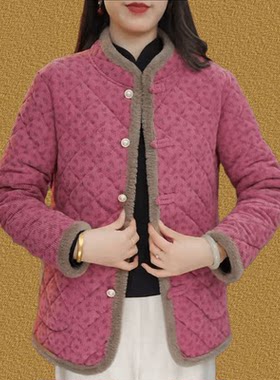 中国风立领加绒加厚妈妈棉服