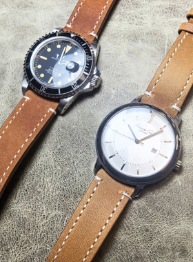 a158/159小方块头层油蜡皮18mm20mm21mm22mmGT2快拆牛皮真皮表带