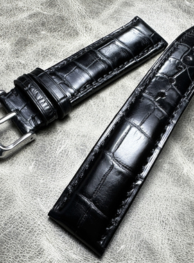 细腻意大利鳄鱼腹部小竹节纹表带马克波涛20mm21mm22mm鳄鱼皮表带