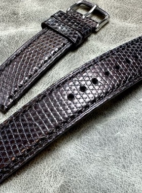特价卖！柔软贴手珠光色蜥蜴皮20mm毫米手工表带底面牛皮