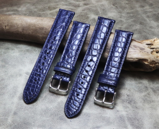 稀少深蓝色鳄鱼皮18mm19mm20mm21mm22mm真皮美洲鳄鱼皮表带定制