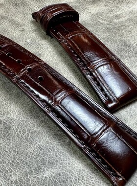 细腻鳄鱼表带咖啡色正竹节20mm22mm美洲鳄鱼皮表带真皮真男人表带