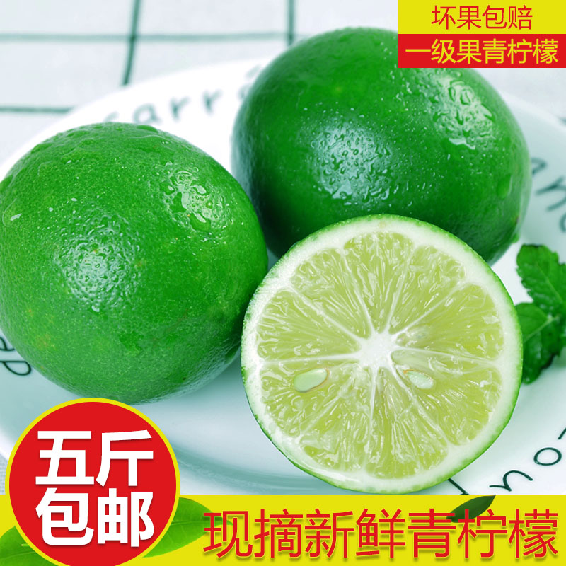 一級青檸檬四川安岳檸檬 新鮮水果包郵5斤青檸皮薄汁多壞果包賠