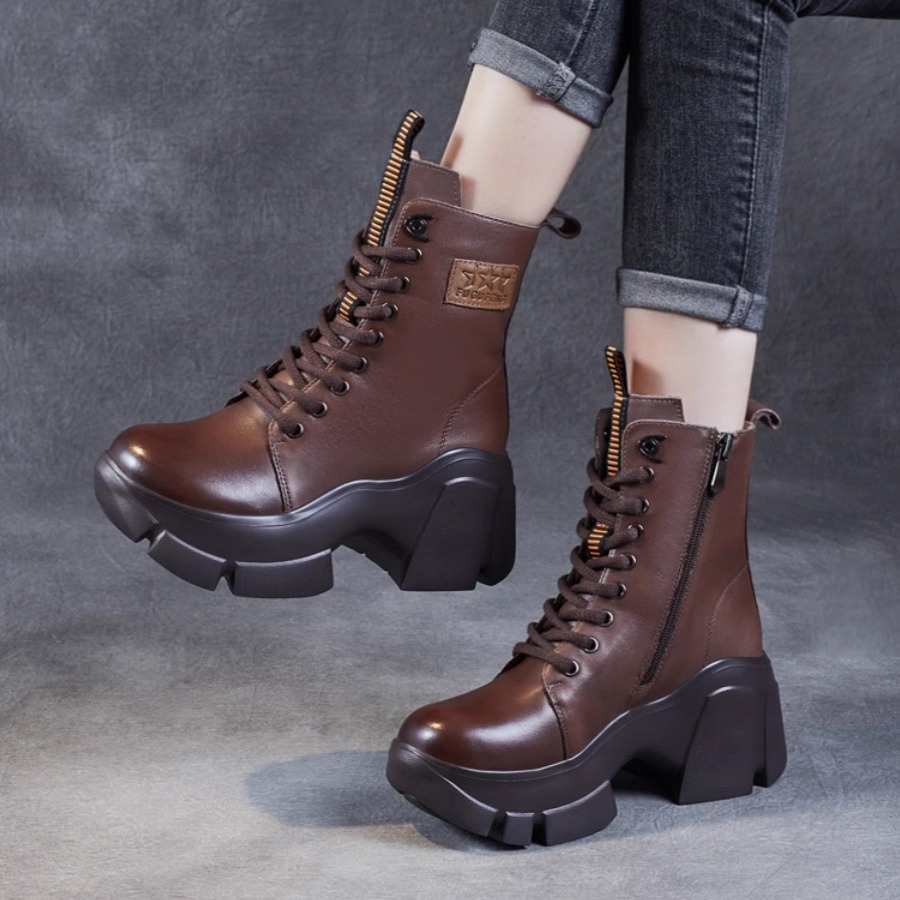 冬季新款真皮羊毛马丁靴女短靴