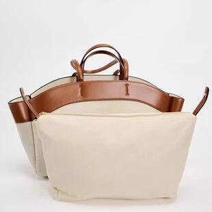 ZA家单肩手提托特包2024秋季新品时尚大容量棕色通勤子母包购物包