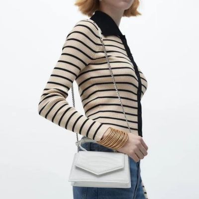 女白色动物纹迷你城市手提斜挎包