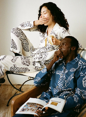 伶社 | 英国Desmond&Dempsey豹纹有机棉家居服套装长袖睡衣情侣款