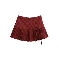 A complete set of super popular POLO shirts for women in summer 2026, featuring oversized and stunning red pleated skirts thumbnail 5
