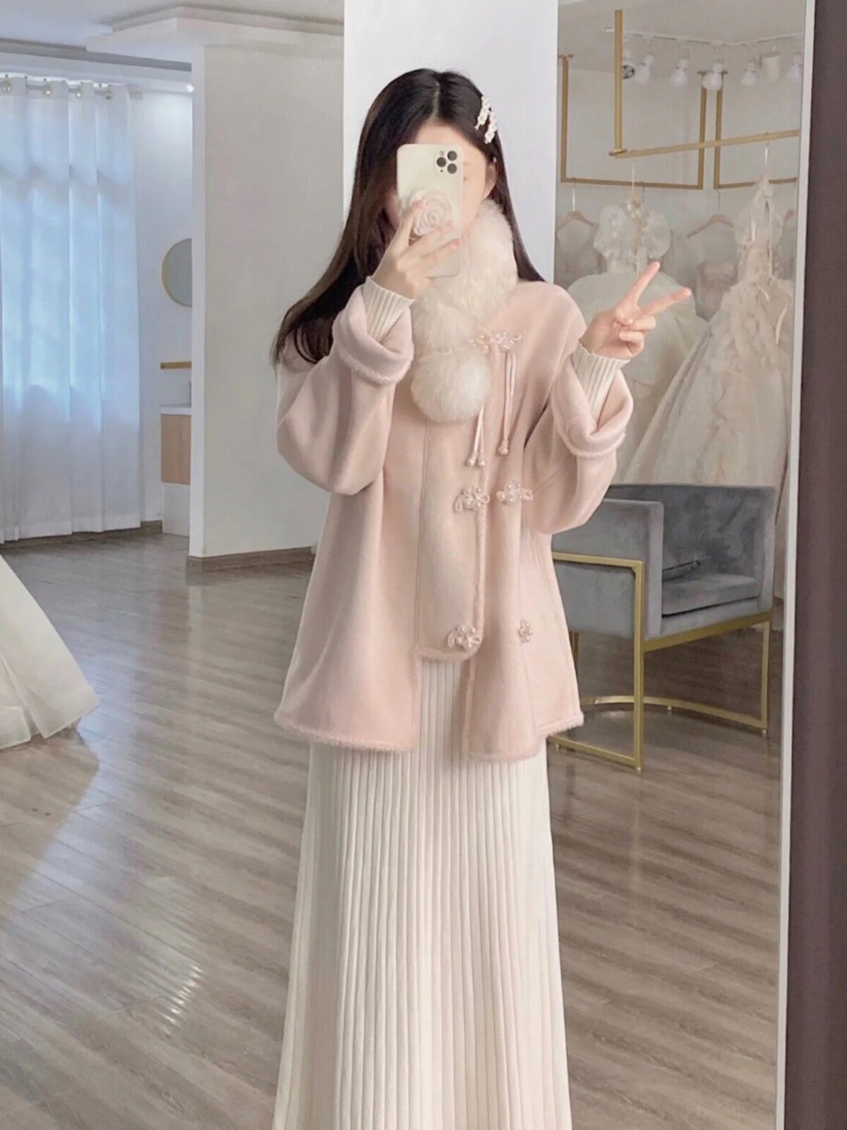PREGNANT WOMEN AUTUMN AND WINTER 2023 NEW TEMPERAMENT CELEBRITY SMALL FRAGRANCE SUIT SEASON NEW CHINESE DISC BUTTON WOOLEN COAT HIGH-END