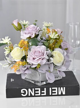亚克力方杯小桌花会议桌面摆件生日宴会装饰花艺酒店包厢餐桌摆花
