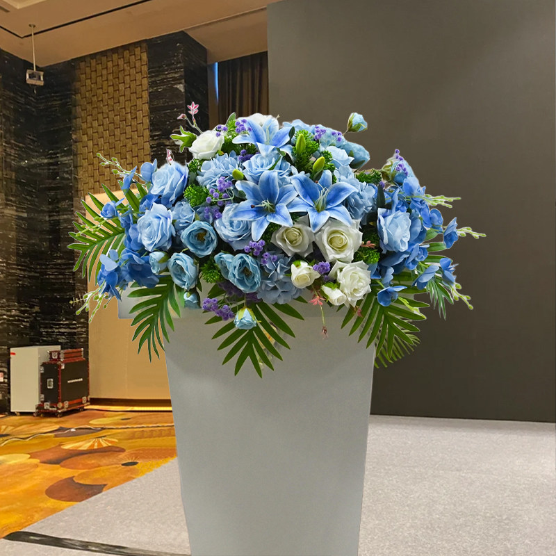 高端会议讲台花桌花仿真花庆典活动发言台演讲主席台挂式装饰花艺