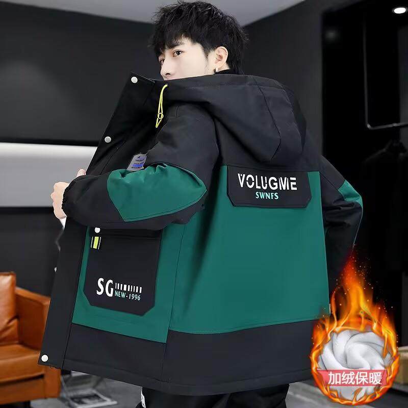 棉衣男冬季加绒加厚外套男款工装学生棉服冬装韩版潮流男士棉袄子