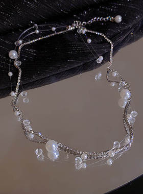 轻奢小众简约双层珍珠项链女超闪